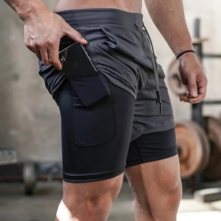 Camo Running Shorts Men Gym 2 In 1 Quick Dry Sports Shorts  Workout