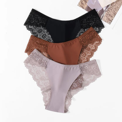Sweet Women's Silk Satin Comfortable Underwear 3 Piece Set