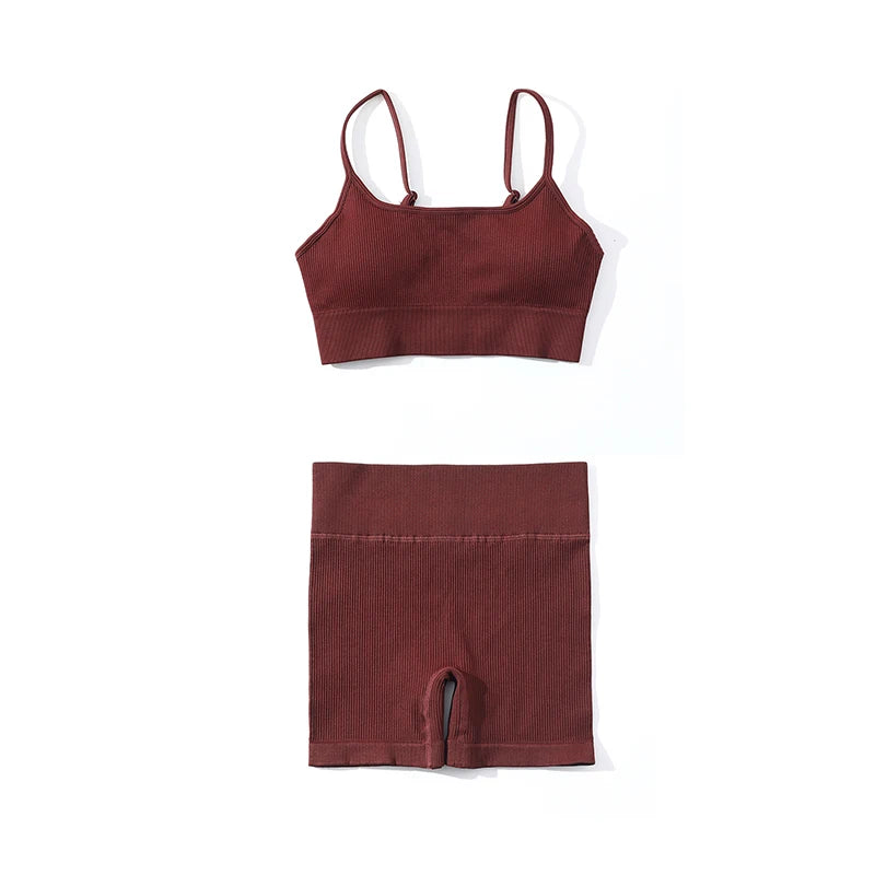 SOISOU Rib Fabric Yoga Gym Shorts Women