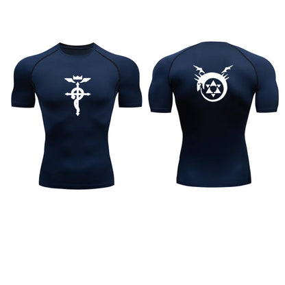 Anime Fullmetal Alchemist Compression Shirts Athletic Quick Dry Long Sleeve Running Workout Gym Workout Fitness Undershirts Tops