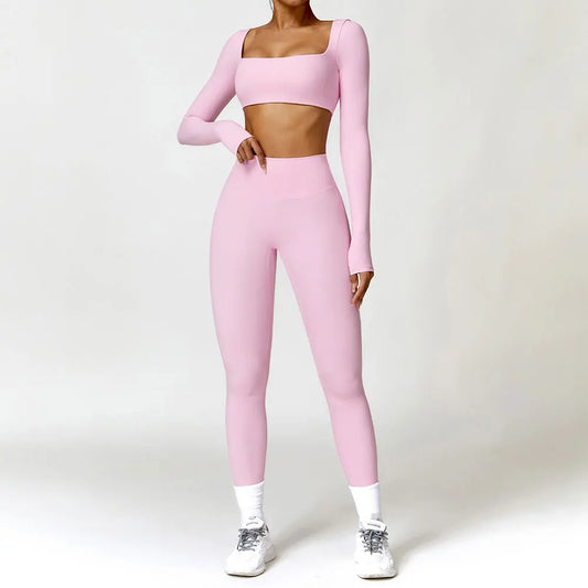 Women Tracksuit Yoga Gym Set 2 Pieces Sportswear Workout Clothes