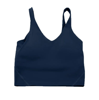 Solid Color Tights Athletic Women Fitness Bra Shockproof Top With Removable Pad