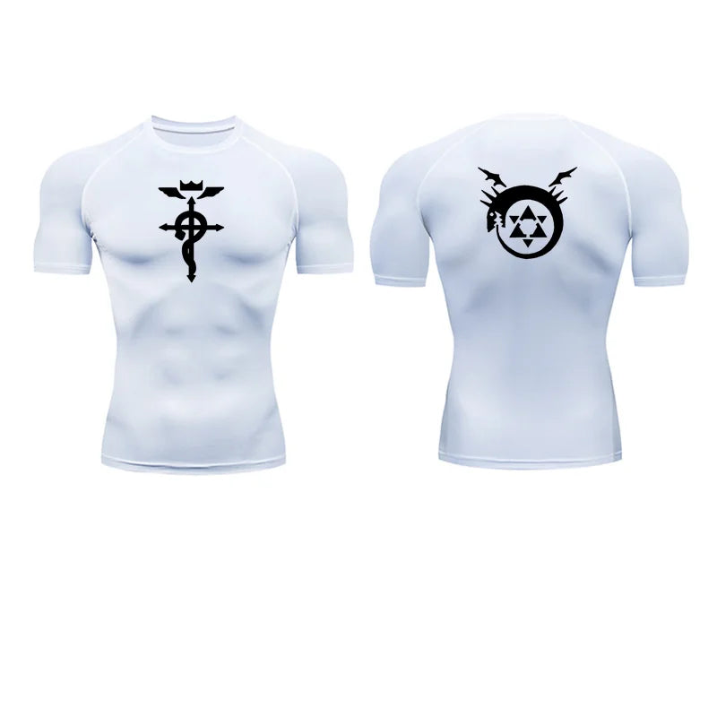 Anime Fullmetal Alchemist Compression Shirts Athletic Quick Dry Long Sleeve Running Workout Gym Workout Fitness Undershirts Tops