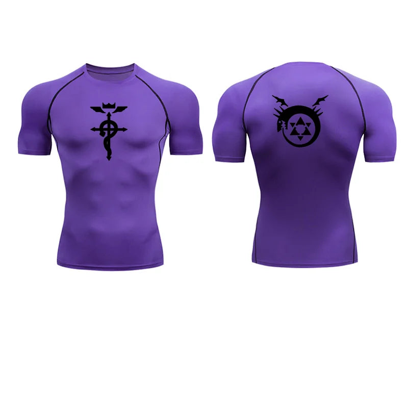 Anime Fullmetal Alchemist Compression Shirts Athletic Quick Dry Long Sleeve Running Workout Gym Workout Fitness Undershirts Tops