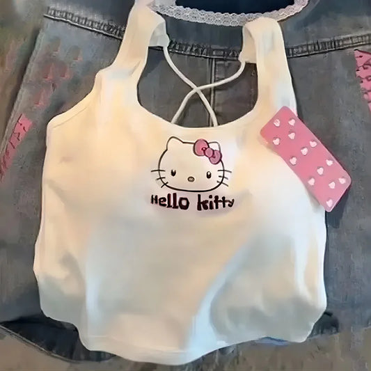 Sanrio Anime Hello Kitty Versatile Cotton Comfortable Soft Slim Fit Top