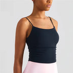 Solid Color Suspender Pleats Women Fitness Bra Gym Sports Top With Chest Pad