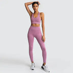 Women's Seamless Knit Yoga Set Activewear Outfit