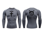Anime Fullmetal Alchemist Compression Shirts Athletic Quick Dry Long Sleeve Running Workout Gym Workout Fitness Undershirts Tops