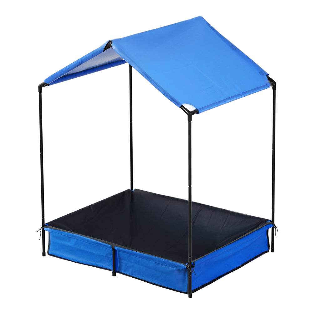 Keezi Kids Sandpit Metal Sandbox Sand Pit with Canopy Cover Outdoor Toys 120cm Main image