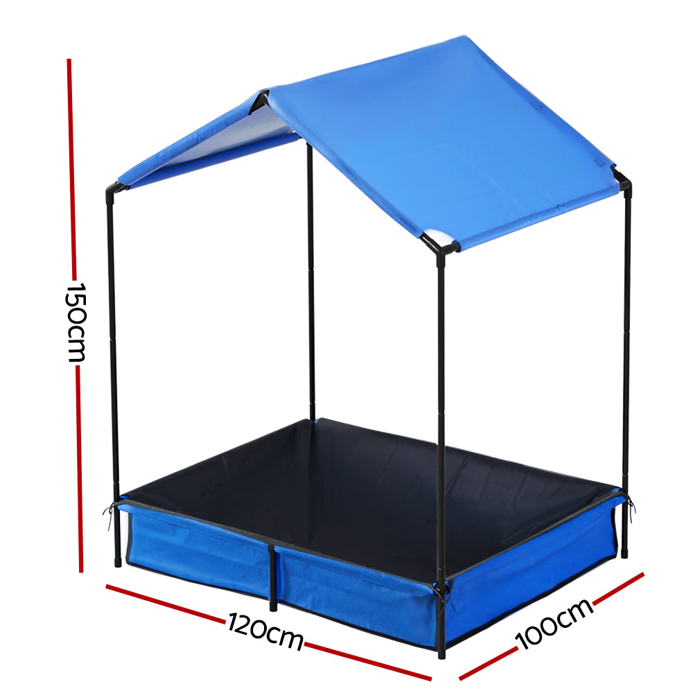 Keezi Kids Sandpit Metal Sandbox Sand Pit with Canopy Cover Outdoor Toys 120cm Secondary image