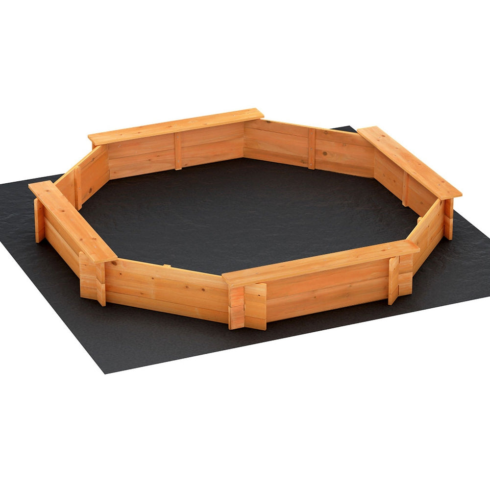 Keezi Kids Sandpit Wooden Round Sand Pit with Cover Bench Seat Beach Toys 182cm Main image