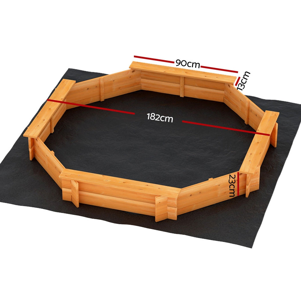Keezi Kids Sandpit Wooden Round Sand Pit with Cover Bench Seat Beach Toys 182cm Secondary image