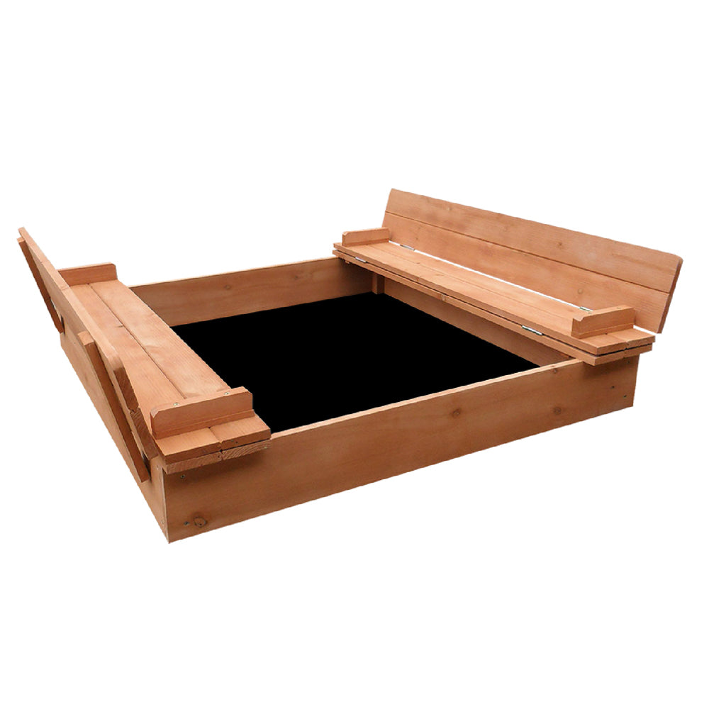 Keezi Kids Sandpit Wooden Sandbox Sand Pit Foldable Seat Outdoor Beach Toys 90cm Main image