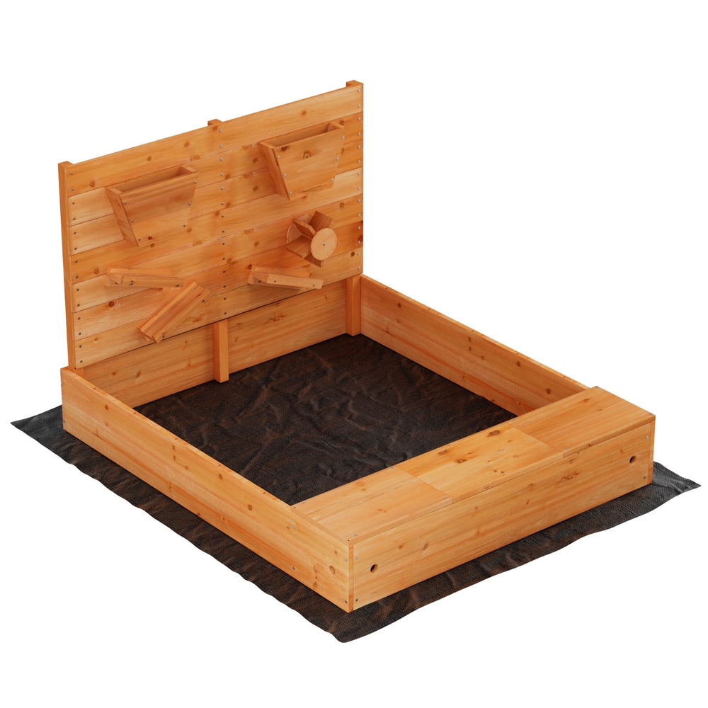 Keezi Kids Sandpit Wooden Sandbox Sand Pit with Cover Funnel Outdoor Toys 120cm Main image