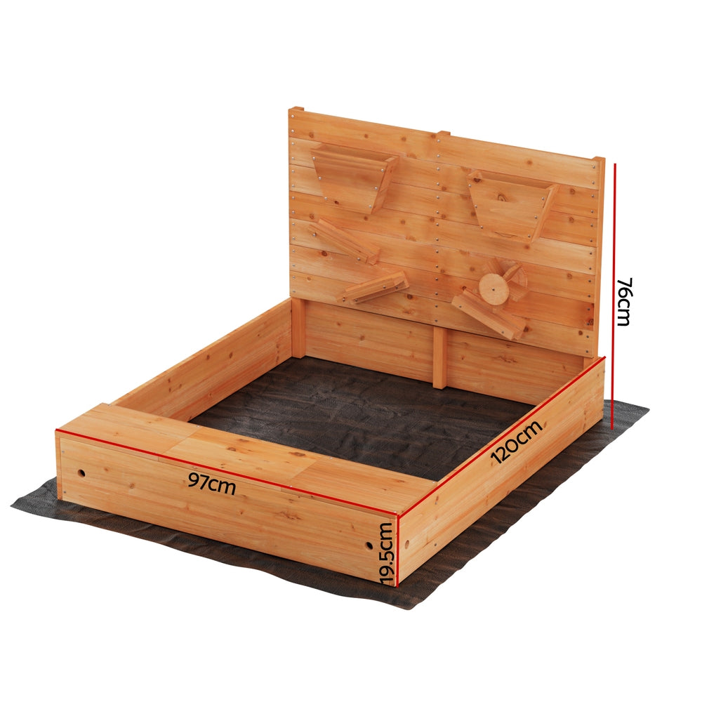Keezi Kids Sandpit Wooden Sandbox Sand Pit with Cover Funnel Outdoor Toys 120cm Secondary image