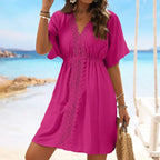 Women's Ice Silk Lace Bikini With Beach Dress