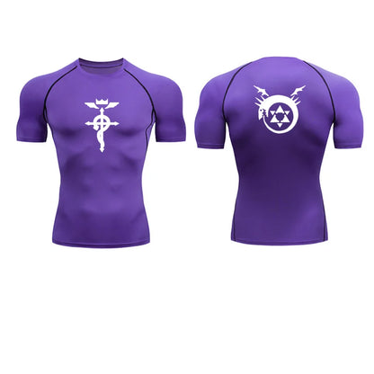 Anime Fullmetal Alchemist Compression Shirts Athletic Quick Dry Long Sleeve Running Workout Gym Workout Fitness Undershirts Tops