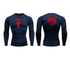 Anime Fullmetal Alchemist Compression Shirts Athletic Quick Dry Long Sleeve Running Workout Gym Workout Fitness Undershirts Tops