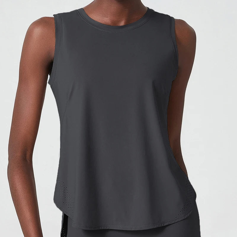 Sleeveless Yoga Women Loose Fitness Running Tank Top Breathable Quick Dry Gym Vest