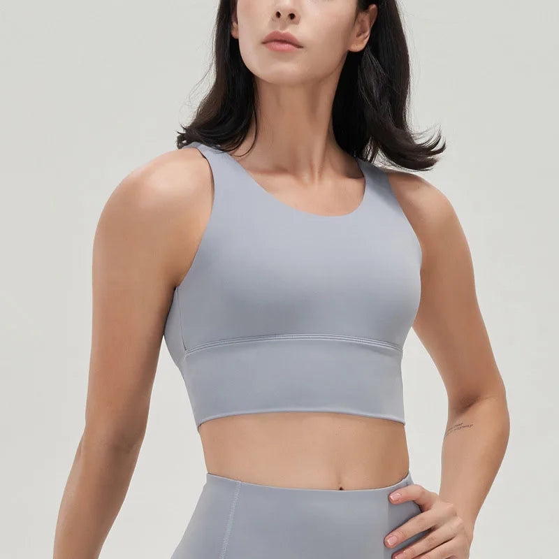 SOISOU Lycra Top Women Yoga Gym Sports Bra Top With Removable Chest Pad