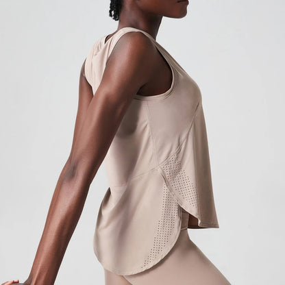 Sleeveless Yoga Women Loose Fitness Running Tank Top Breathable Quick Dry Gym Vest