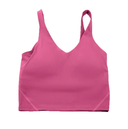 Solid Color Tights Athletic Women Fitness Bra Shockproof Top With Removable Pad