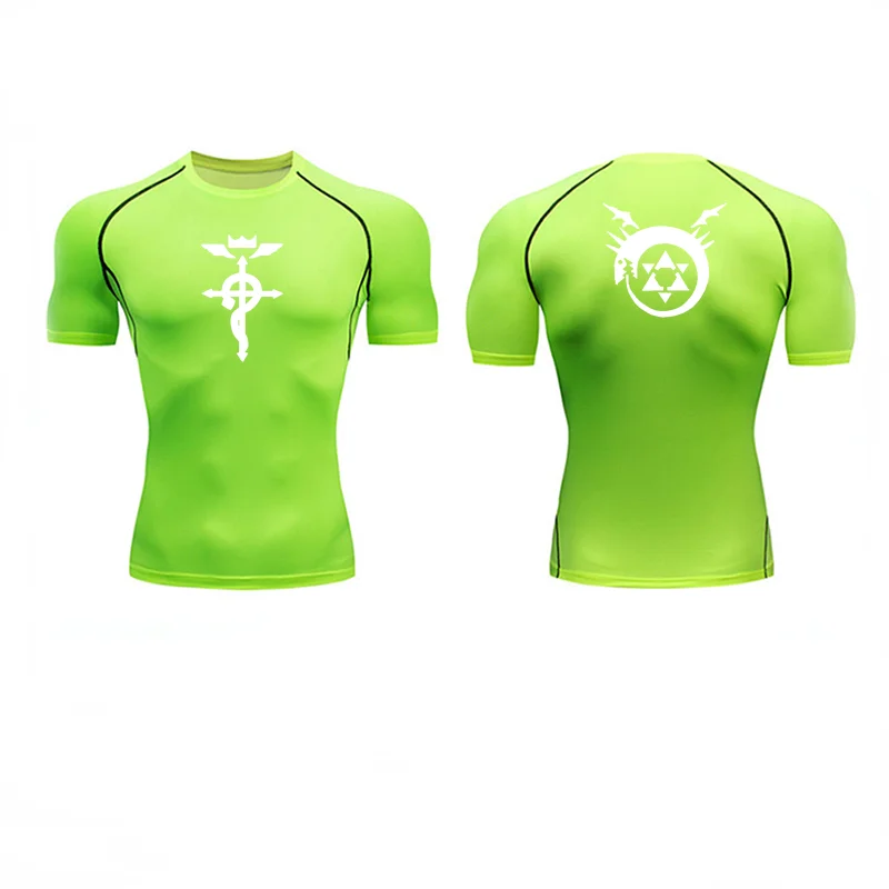 Anime Fullmetal Alchemist Compression Shirts Athletic Quick Dry Long Sleeve Running Workout Gym Workout Fitness Undershirts Tops