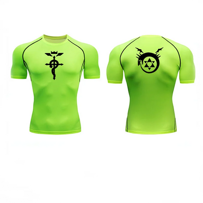 Anime Fullmetal Alchemist Compression Shirts Athletic Quick Dry Long Sleeve Running Workout Gym Workout Fitness Undershirts Tops