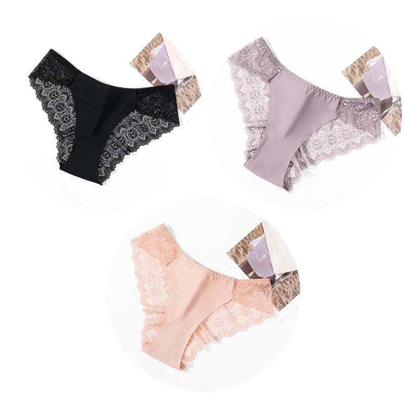 Sweet Women's Silk Satin Comfortable Underwear 3 Piece Set