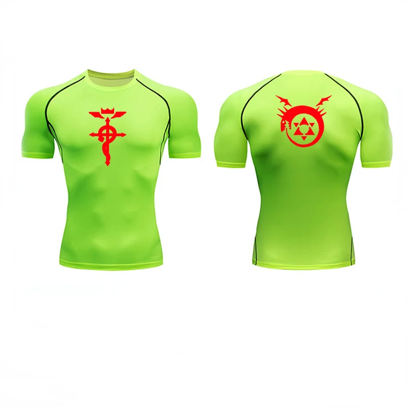 Anime Fullmetal Alchemist Compression Shirts Athletic Quick Dry Long Sleeve Running Workout Gym Workout Fitness Undershirts Tops