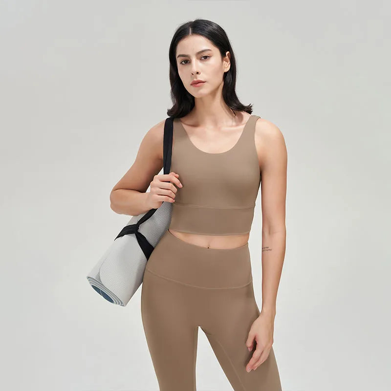 SOISOU Lycra Top Women Yoga Gym Sports Bra Top With Removable Chest Pad