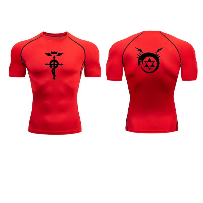 Anime Fullmetal Alchemist Compression Shirts Athletic Quick Dry Long Sleeve Running Workout Gym Workout Fitness Undershirts Tops