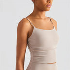 Solid Color Suspender Pleats Women Fitness Bra Gym Sports Top With Chest Pad