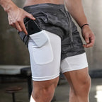 Camo Running Shorts Men Gym 2 In 1 Quick Dry Sports Shorts  Workout