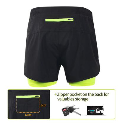 ARSUXEO Men's Running Outdoor Sports Training Exercise Jogging Gym Fitness 2 in 1 Quick Dry Workout Shorts