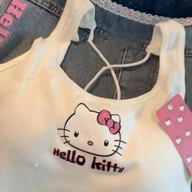 Sanrio Anime Hello Kitty Versatile Cotton Comfortable Soft Slim Fit Top