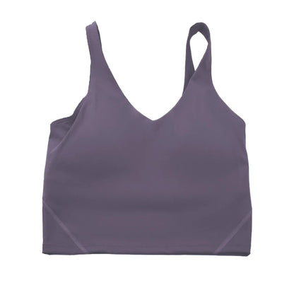 Solid Color Tights Athletic Women Fitness Bra Shockproof Top With Removable Pad