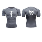Anime Fullmetal Alchemist Compression Shirts Athletic Quick Dry Long Sleeve Running Workout Gym Workout Fitness Undershirts Tops