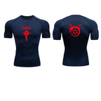 Anime Fullmetal Alchemist Compression Shirts Athletic Quick Dry Long Sleeve Running Workout Gym Workout Fitness Undershirts Tops