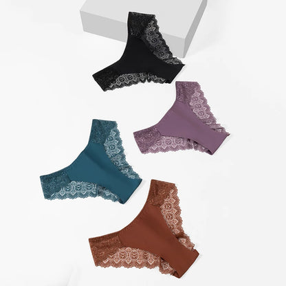 Sweet Women's Silk Satin Comfortable Underwear 3 Piece Set