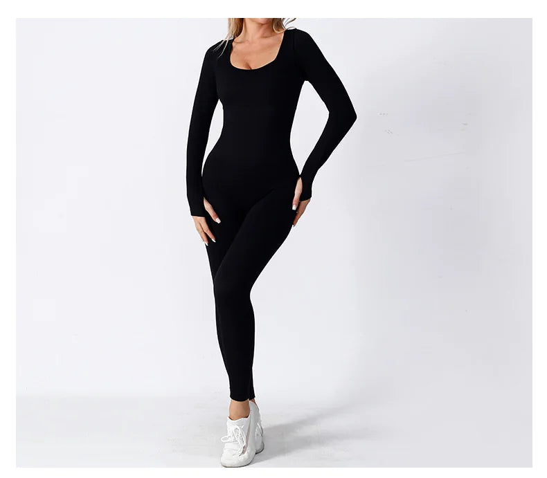 Women's Seamless Yoga Jumpsuit Long Sleeve