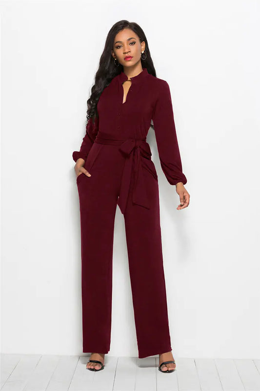 Women's Plus Size Long Sleeve Jumpsuit