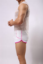 Men's Breathable Mesh Undershirts Striped Tank Tops Men's Tank Top Unbranded