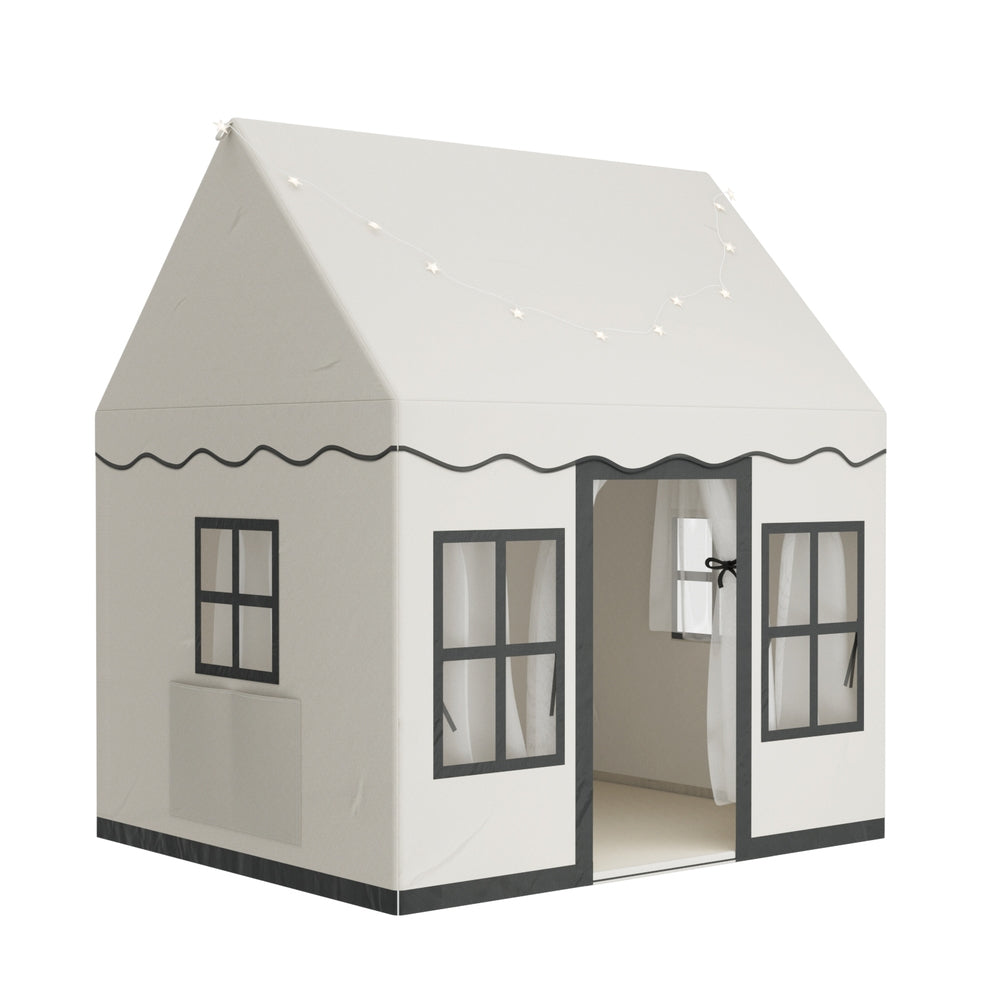 Keezi Kids Play Tent Playhouse Castle with String Lights Floor Mat Side Pocket Main image