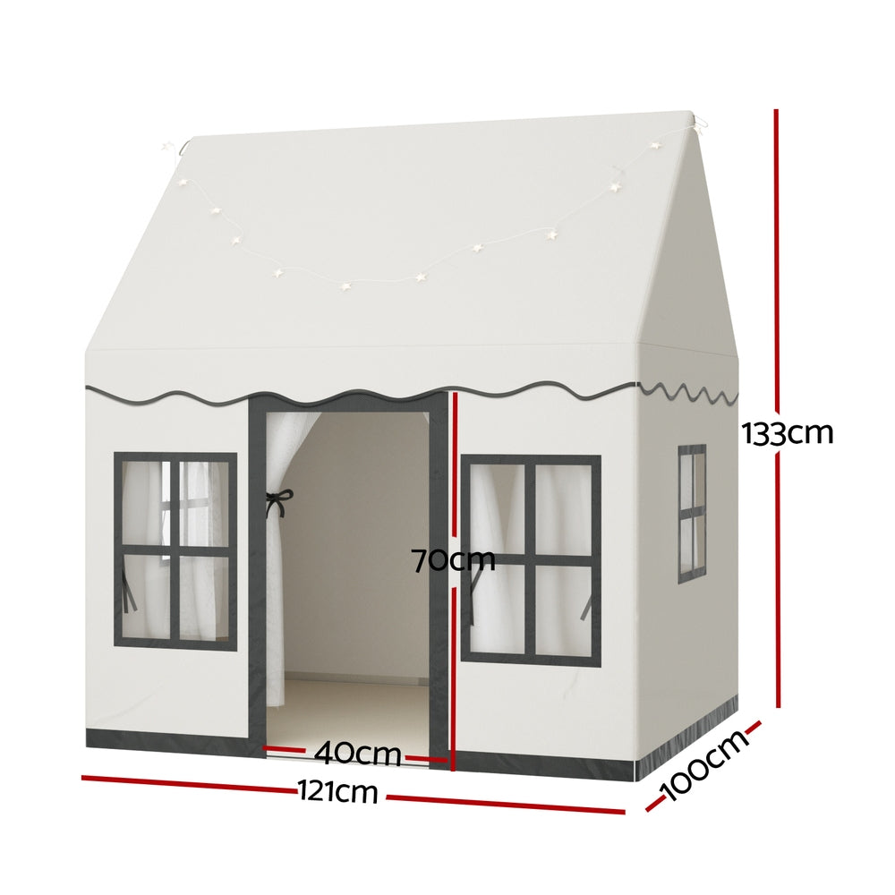 Keezi Kids Play Tent Playhouse Castle with String Lights Floor Mat Side Pocket Secondary image