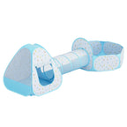 Keezi Kids Play Tent Pop Up Playhouse Ball Pit Tunnel Basketball Hoop Blue