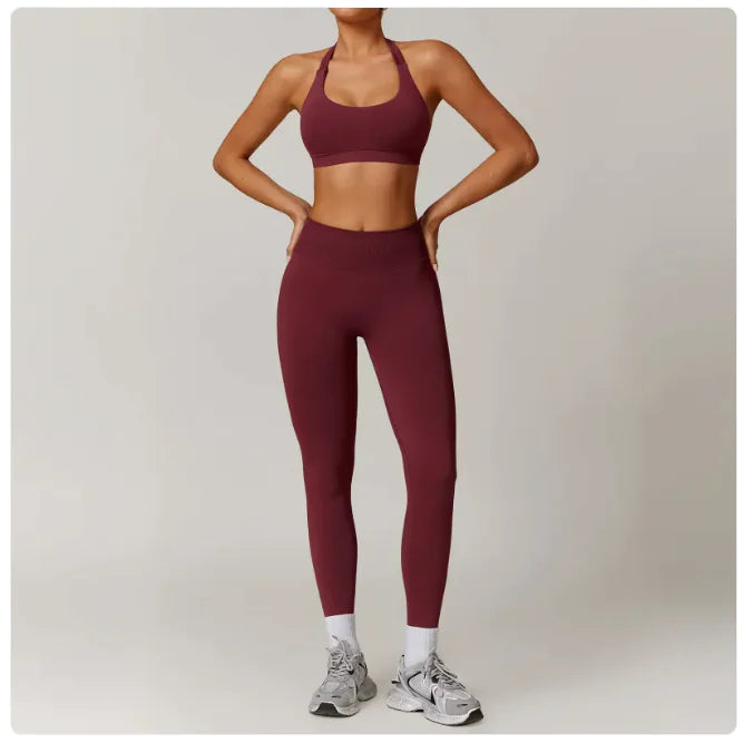 Seamless Backless Yoga Set 2 Piece Bra & Leggings