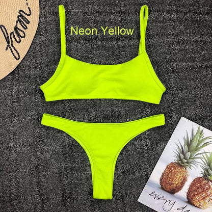Women's Plain Bandeau Bikini Swimsuit