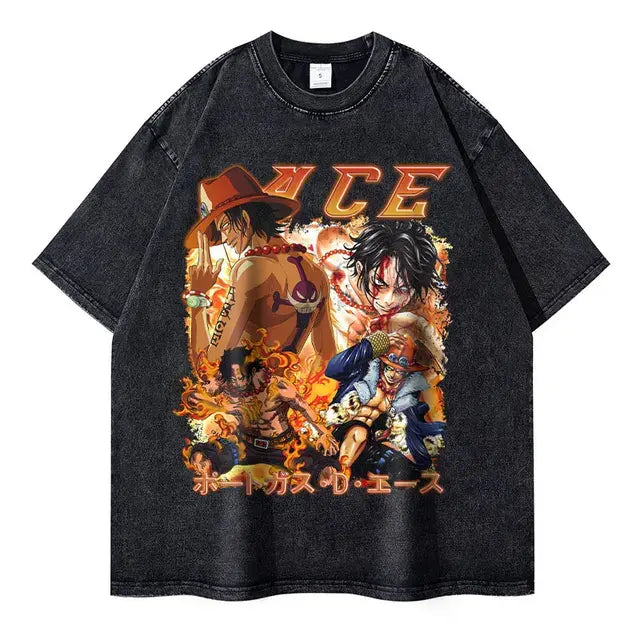 Anime One Piece Washed Oversized Tshirt