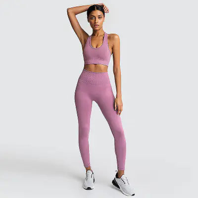 Women's Seamless Knit Yoga Set Activewear Outfit